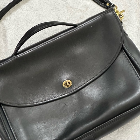 Laura USA Vintage Black Messenger Bag Genuine Leather with strap & handle - Picture 1 of 13